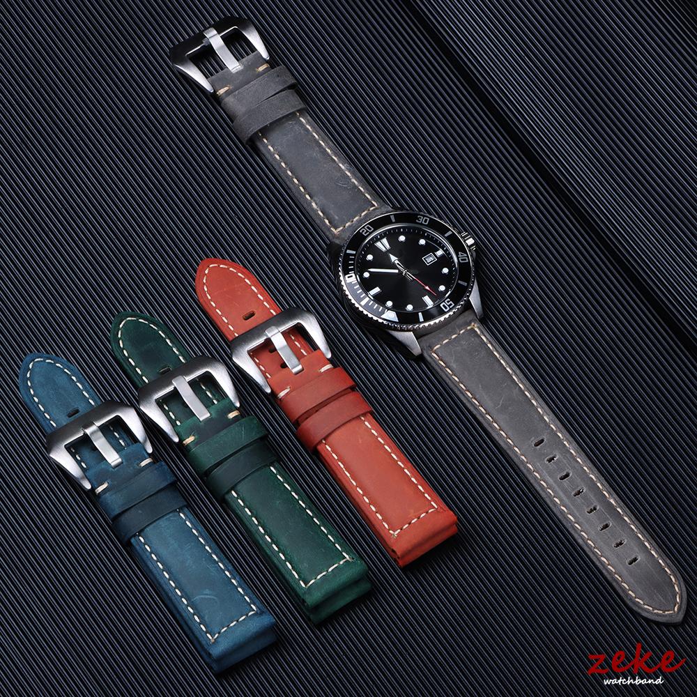 Genuine Leather Watch Band for Panerai Stitching Crazy Horse Cowhide Strap Men Sport Bracelet Watchband 20mm 22mm 24mm Wristband