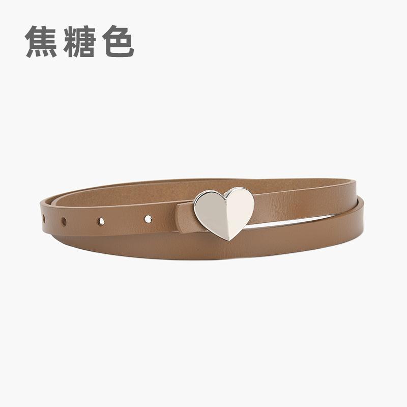 Leather Belt Women'S Thin Jeans With Decoration And Dress Pants Simple Style Heart-Shaped Belt