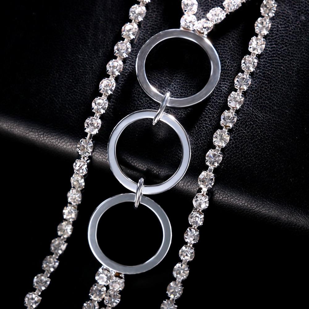 Round Sexy Tits Chain Body Chain Nightclub Bikini Rhinestone Breast Chain Body Chian
