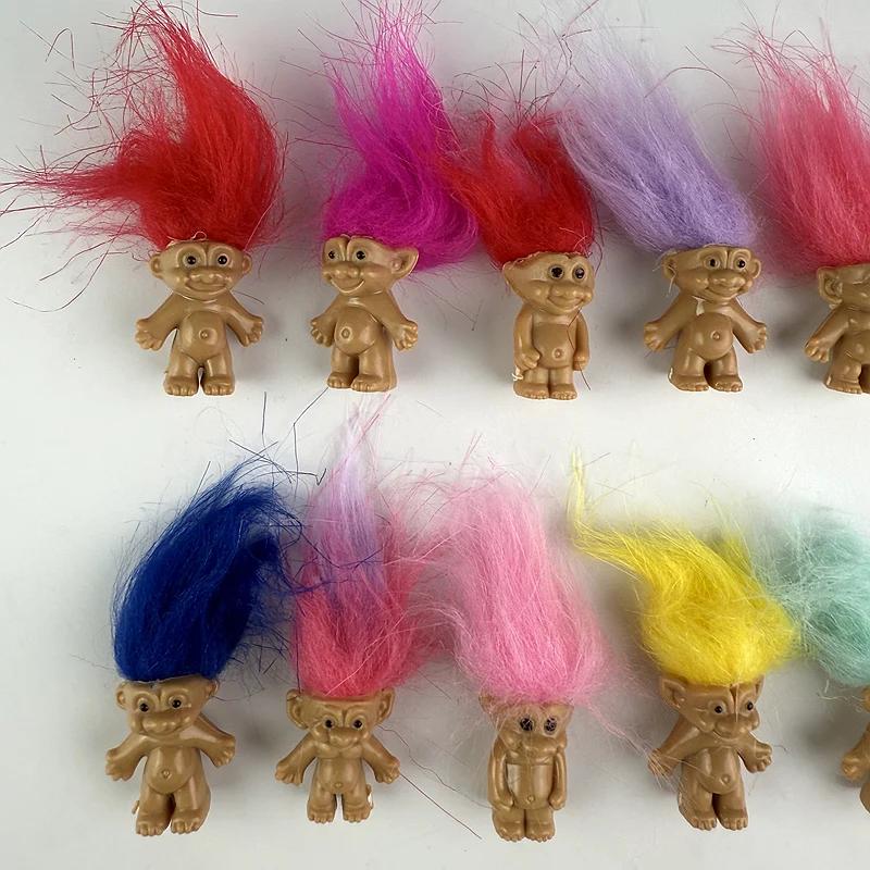 5/10Pcs Mini Trolls Dolls Anime Action Figure Colorful Hair Family Members Models Collection Kids Toys Gift Nostalgic