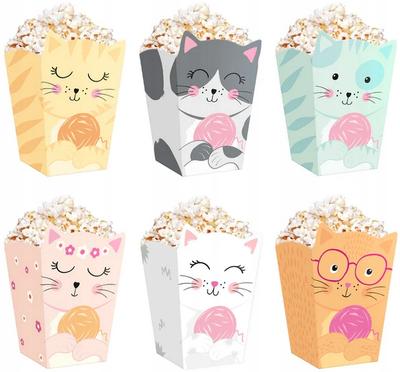 Buckets Boxes For Popcorn Sweets Snacks Kittens Cats Birthday 6Pcs.