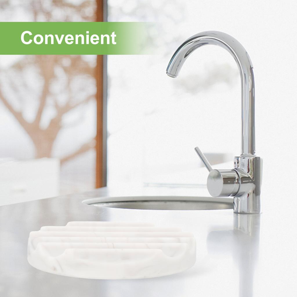 Marble Soap Dish Accessories for Bathroom Silicone Holder Tray Kitchen Asseriories Storage Round Silica Gel Bar Draining