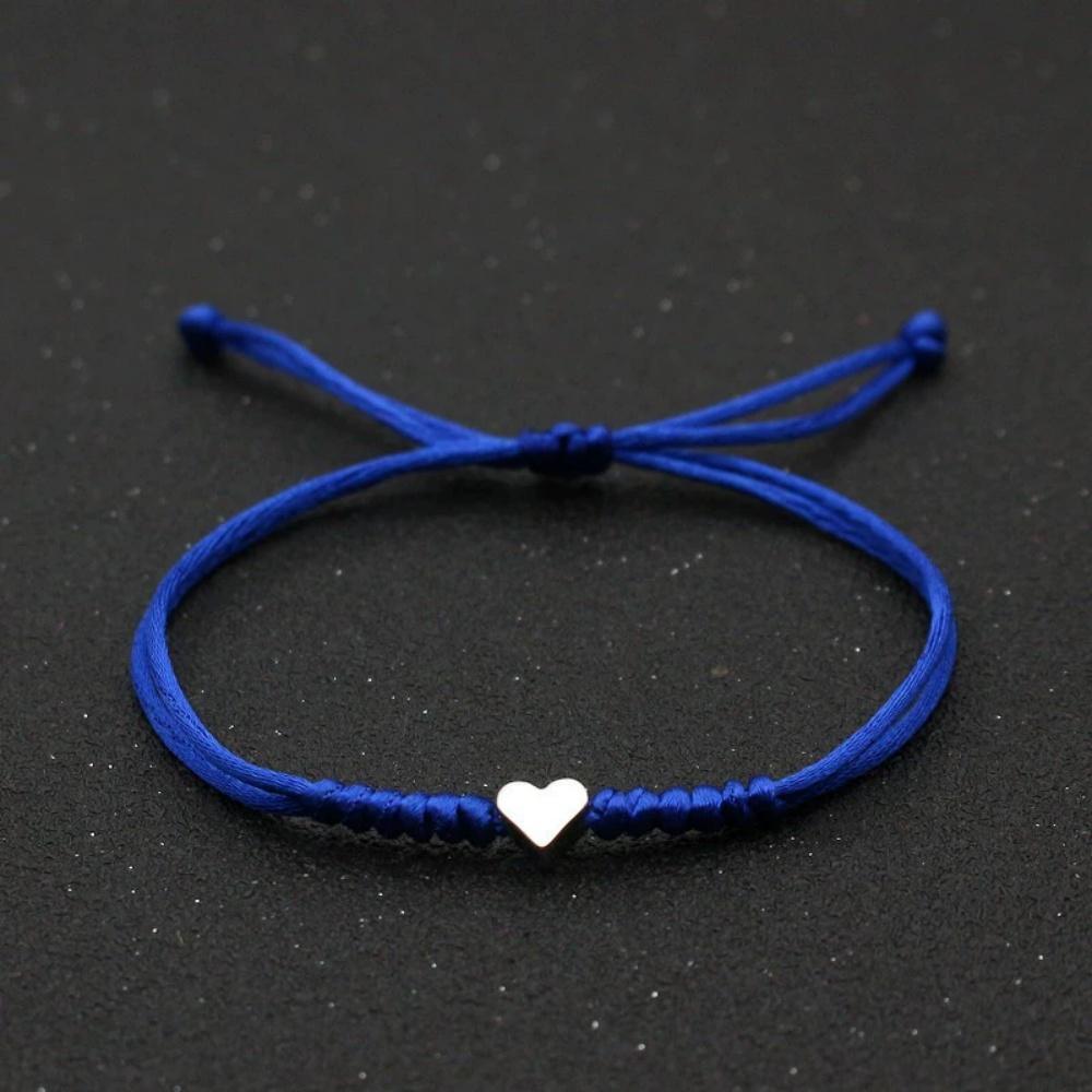 Hot Golden Silvery Heart Braided Rope Adjustable Bracelet Unisex Trendy Fashion Simple Versatile Couple Jewelry Gift Wholesale