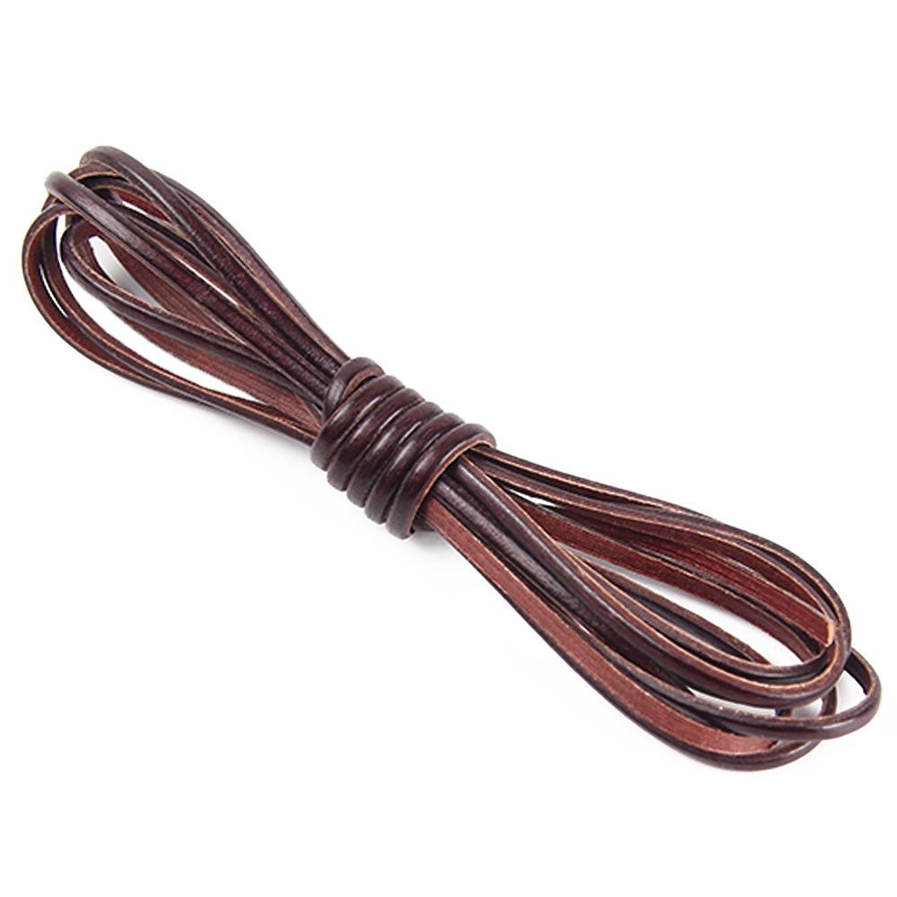 2meter Coffee Cow Leather Strap Findings Vintage Cowhide Rope Flat Leather Cord String Rope DIY Necklace Bracelet Making