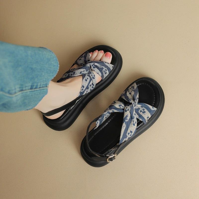 

Roman sandals women s summer 2025 new open-toed soft-soled small fragrant slippers thick-soled flat-soled beach women s shoes 40 синий