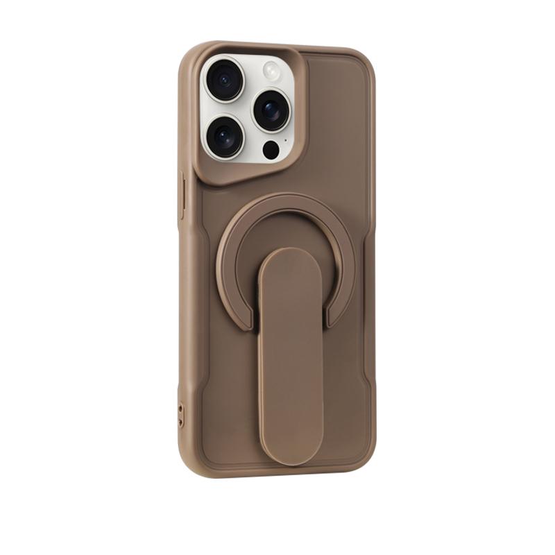 For Magsafe Magnetic Push Pull Holder Ring Luxury Solid Color Phone Case For iPhone 16 Pro Max 14 11 12 13 15 Pro Max Back Cover