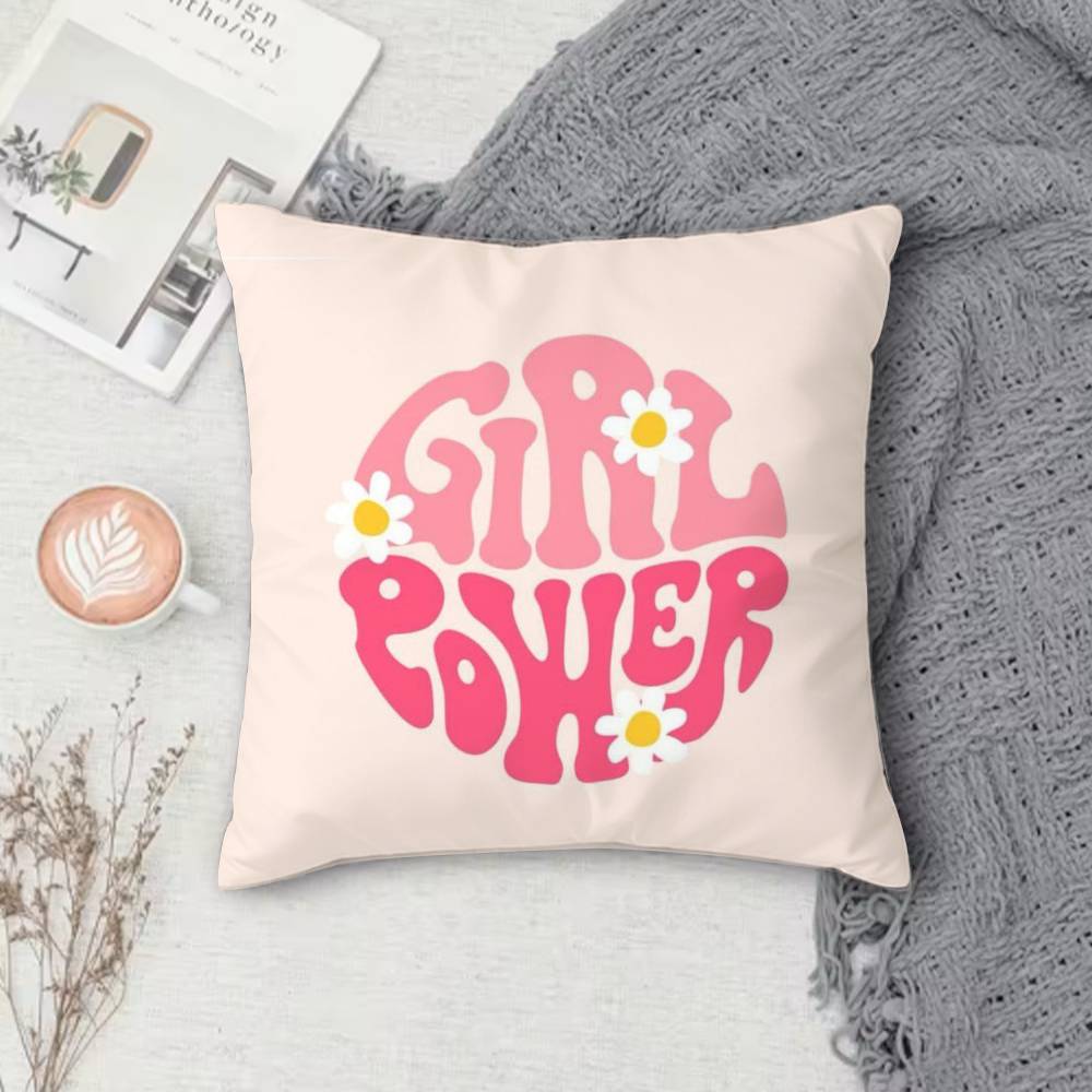 Girl Power Double-Sided Printed Square Pillow Cover Decorative Cushion Cover For Sofa Bedroom Bedside