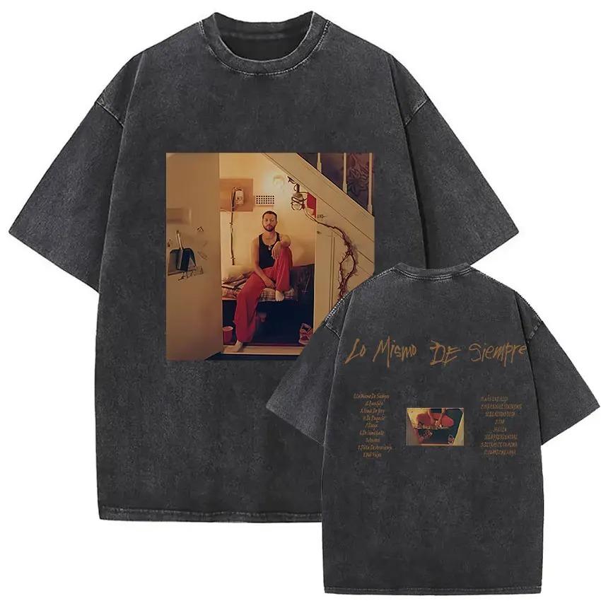 Rapper Mora Lo Mismo De La Otra Vez Tour 2026 Vintage Washed T Shirts Men Women Summer Cotton Short Sleeve T-shirt New Tops