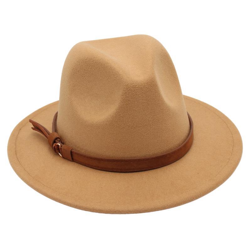 Gentleman'S Top Hat Vintage Jazz Hat Men'S And Women'S Elegant Felt Hat Belt Buckle Tweed Hat Light Luxury