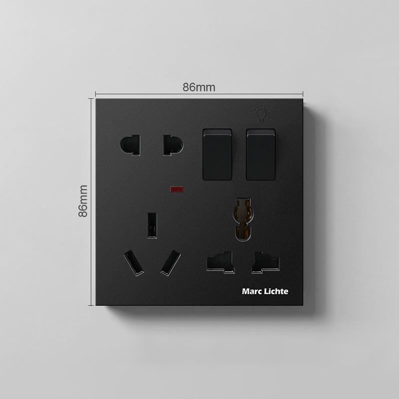 1PC 5pin Power Plug Two Or Three Plugs With 1Gang Switch Control Socket Universal Wall 86 Type Multifunctional Eight-Hole