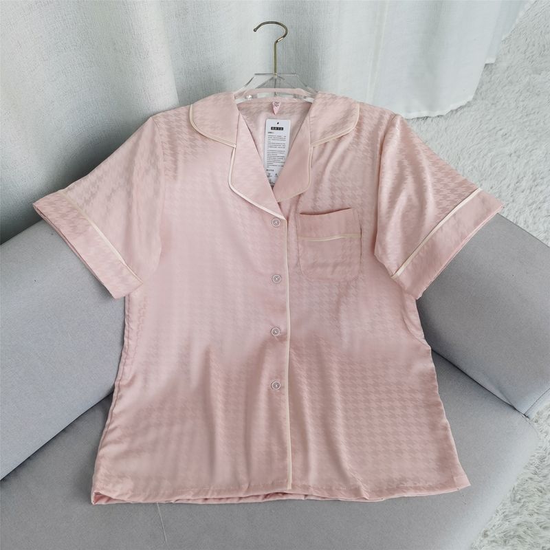 Summer Women's High-End Satin Pajamas Short-Sleeved Shorts Thin Homewear Houndstooth Silk Loose Outfit
