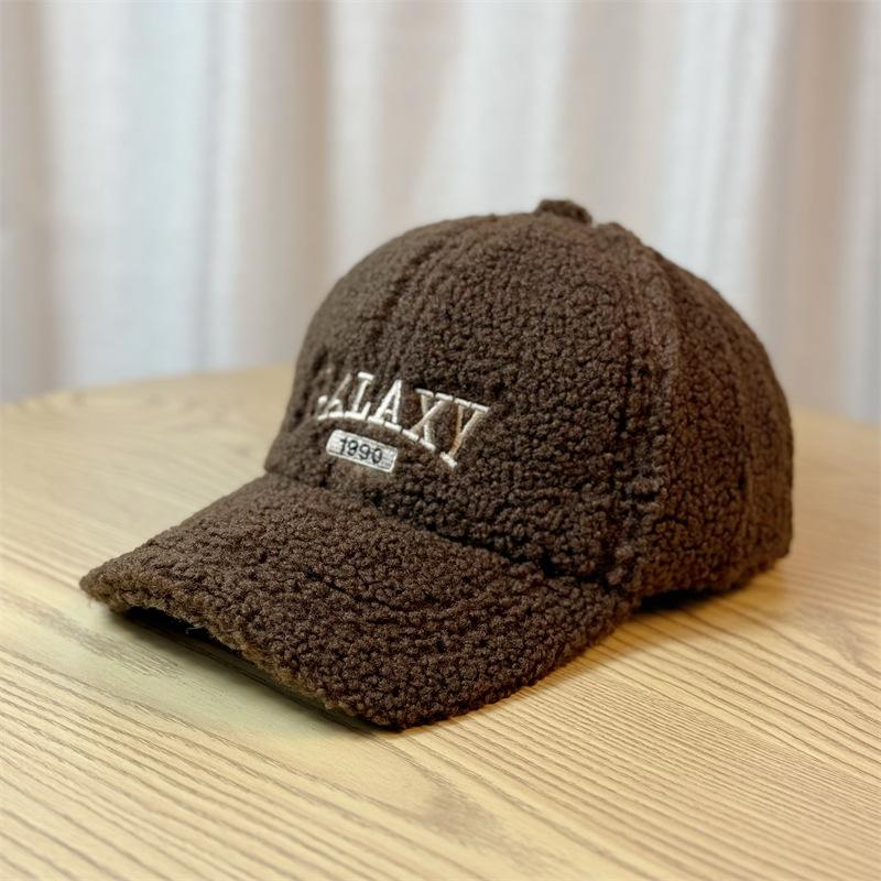 

Embroidered Lamb Wool Baseball Cap Korean Style Trendy Warm Versatile Casual Cap Fashion Adjustable
