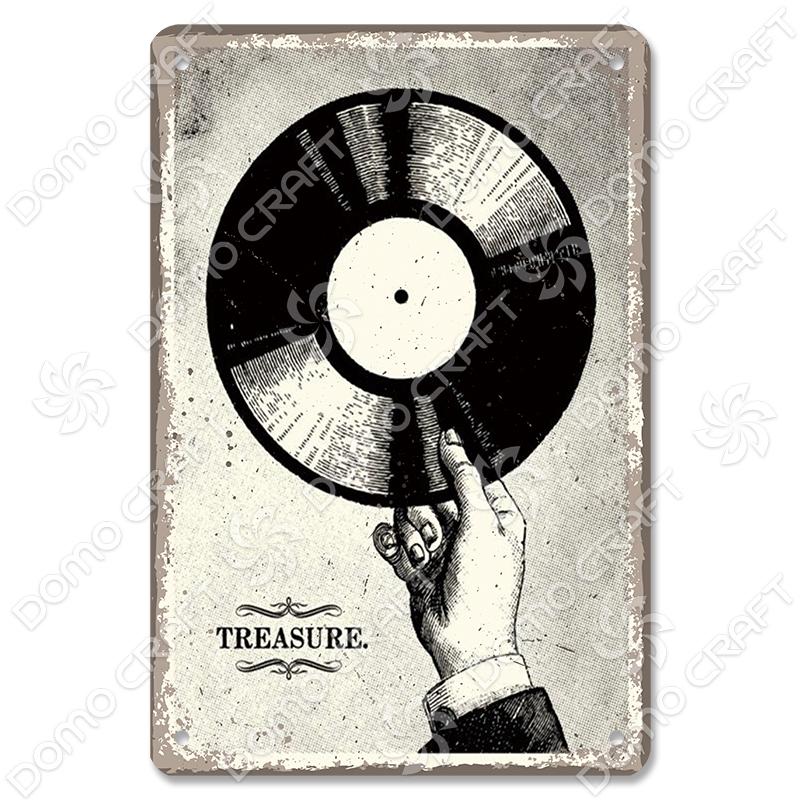 Retro Plakat Muzyczny Metalowe Tabliczki Blaszane Płyta Winylowa Fonograf Metalowa Plakietka Dekoracja Ścienna Vintage do Kawiarni Baru Pubu Salonu Domu