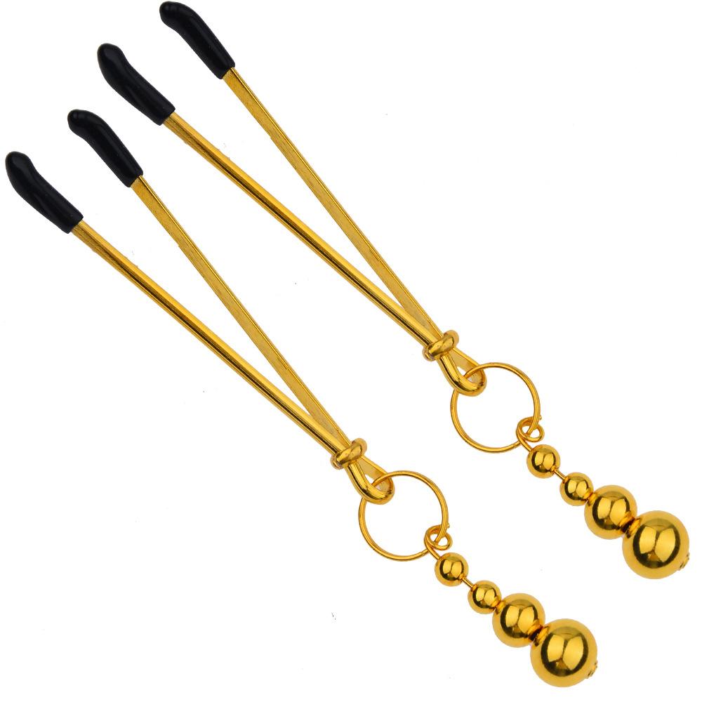Adult Sex Toys V Clip Golden Ancient Bell Golden Column Mei Mei Clip Metal Nipple Stimulation Toys SM