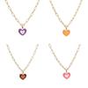 Trendy Dual Color Heart Necklace Fashionable Alloy Jewelry For Women Ideal Gift