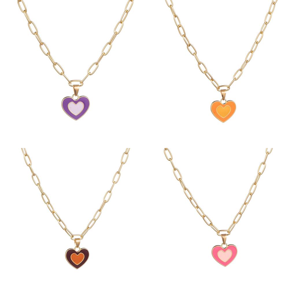 Trendy Dual Color Heart Necklace Fashionable Alloy Jewelry For Women Ideal Gift