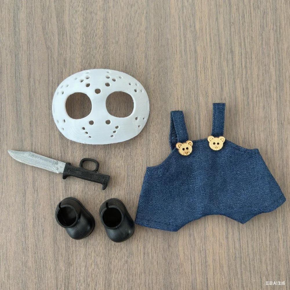 24 New Mask For Labubu Halloween Doll Accessories Trick Or Treat Jason Black White Ghost Clown Ghost Gas Mask Pink Cat Funny Toy