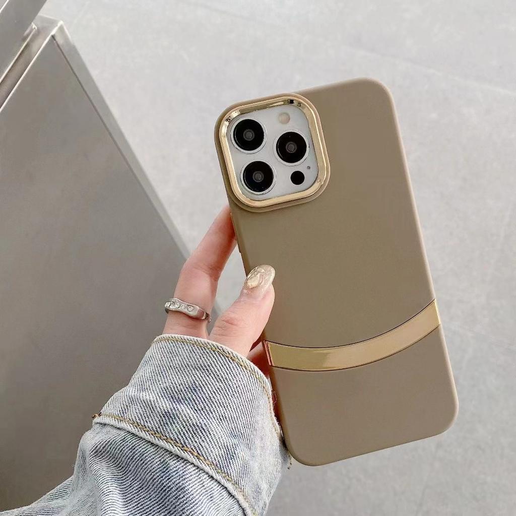 Applicable To IPhone15PRO Mobile Phone Case Simple Electroplated Apple 14MAX Niche Anti-fall Soft Shell Protection Case