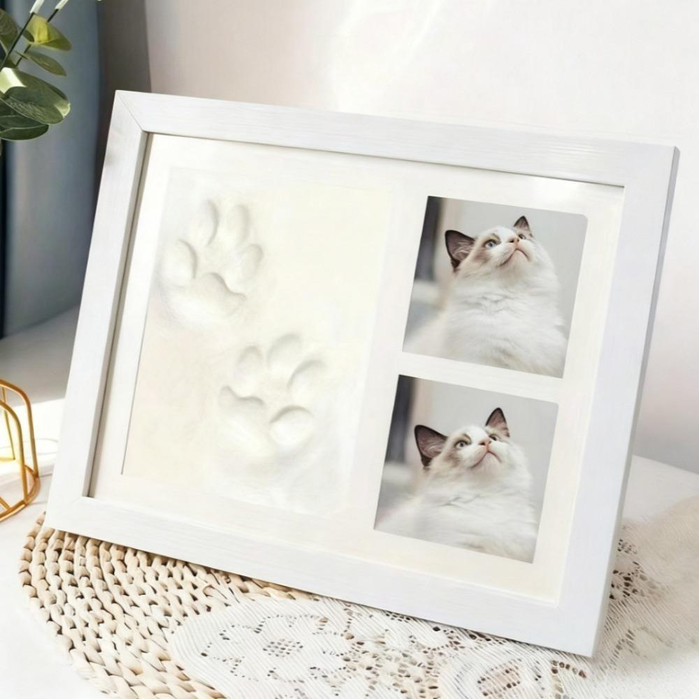 1pcs DIY Pet Paw Print Memorial Set - Clay Mold & Photo Frame, Souvenir Kit for Dogs & Cats, Perfect Pet Memorial Gift