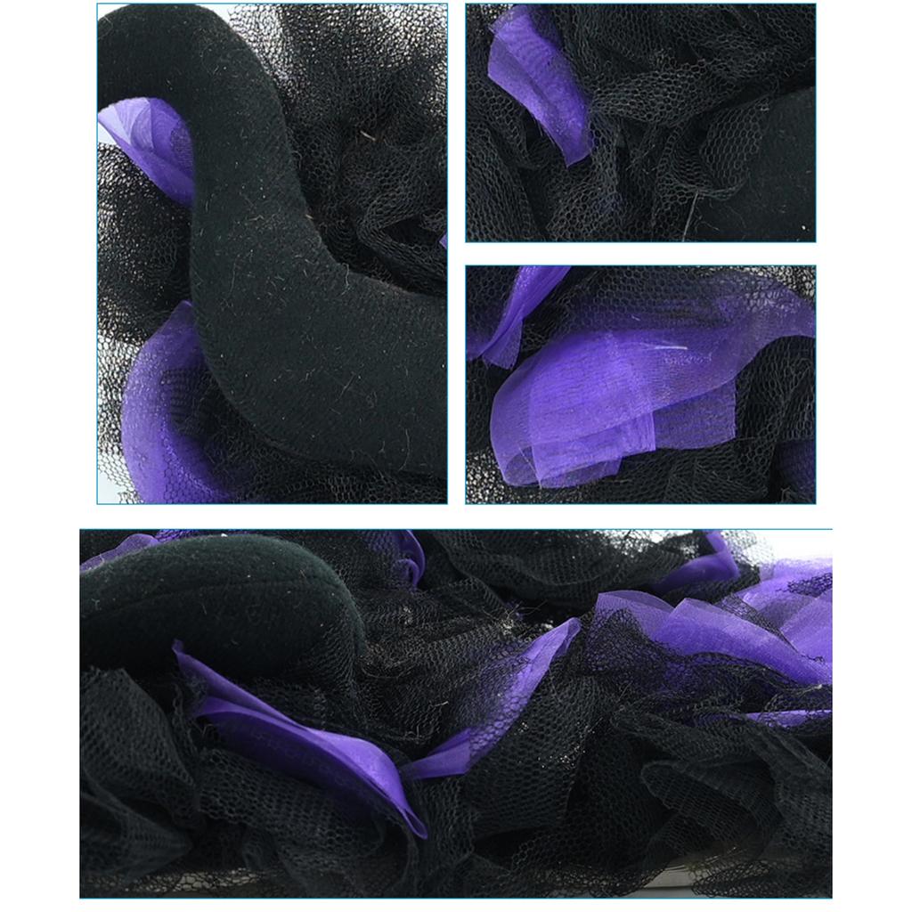 Halloween Black Purple Mesh Decoration Wreath LED Green Light Decoration Horn Funny Lintel Layout Pendant