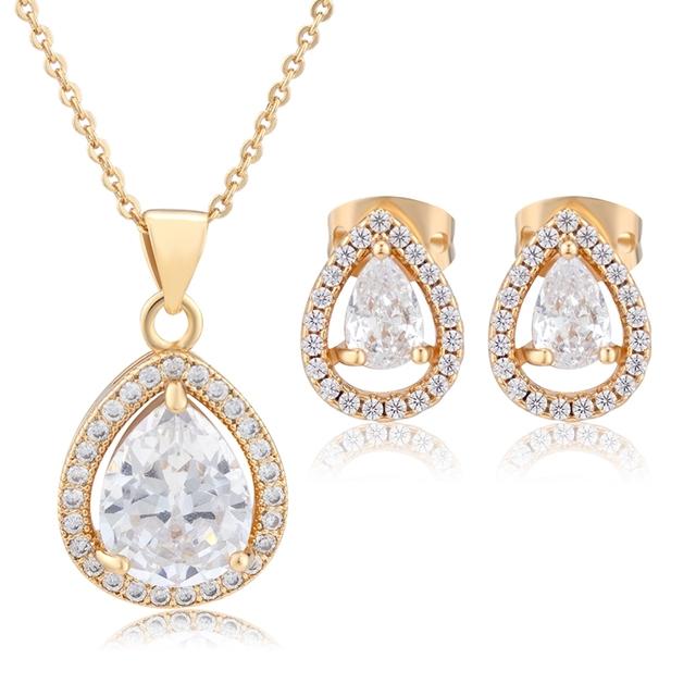 Schmuck Frauen Halskette Ohrringe Set Luxus Qualität Luxe Zubehör Feine Zirkonia Champagner Mode Jewelri Cubic Hohe Großhandel