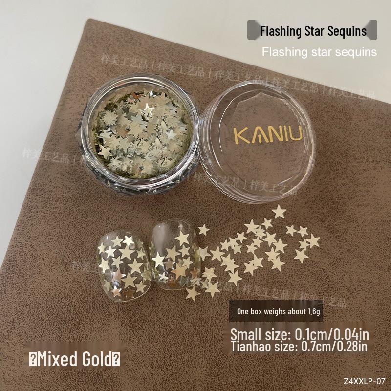 

Silver & Gold Star Nail Art Sequins - Super Thin Spring/Summer Mini Mixed Decoration Stickers