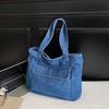 Simple Solid Color Washed Denim Shoulder Bags for Women Versatile Portable Student Handbag Casual Large Capacity Ladies Tote Bag
