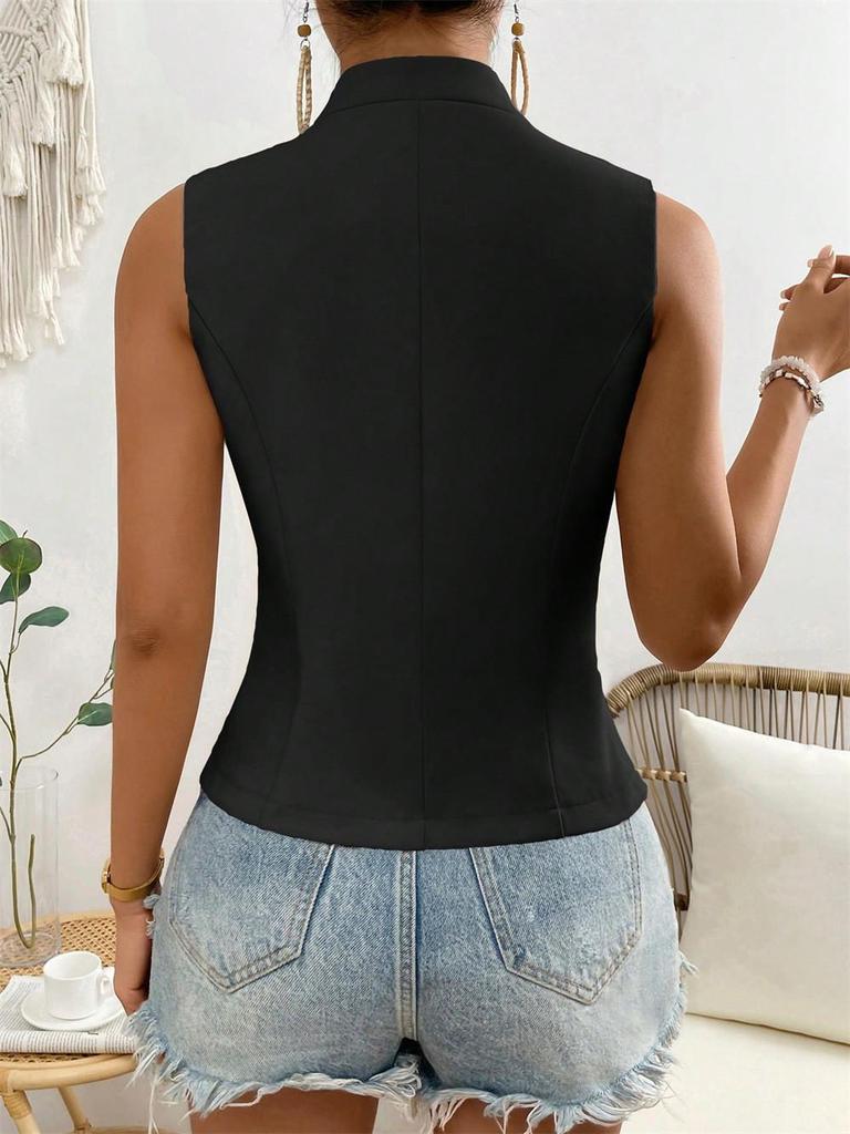 V-neck Button Sleeveless Cardigan Vest, Small Suit Vest, Vest Top