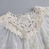 Korean Style Women False Collar Shawl Scarf Elegant Embroidery Lace Pleated Lace-Up Bowknot Shoulder Wrap Poncho Cape