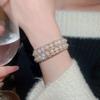 Luxury Multi layer Rhinestones Bangles Fashion Stretchable Pearl Cuff  Bridal