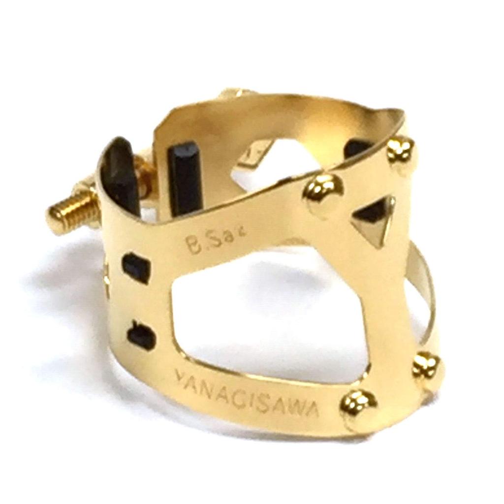 Yany SIXS ligature for ebonite (reverse tighteningsingle screw) for baritone saxophone, gold-plated finish