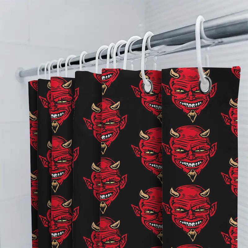 Devil Red Shower Curtain Waterproof Bathroom Decoration With 12 Panels For Home Decor Modern, Stylish, Unique Customizable Desig