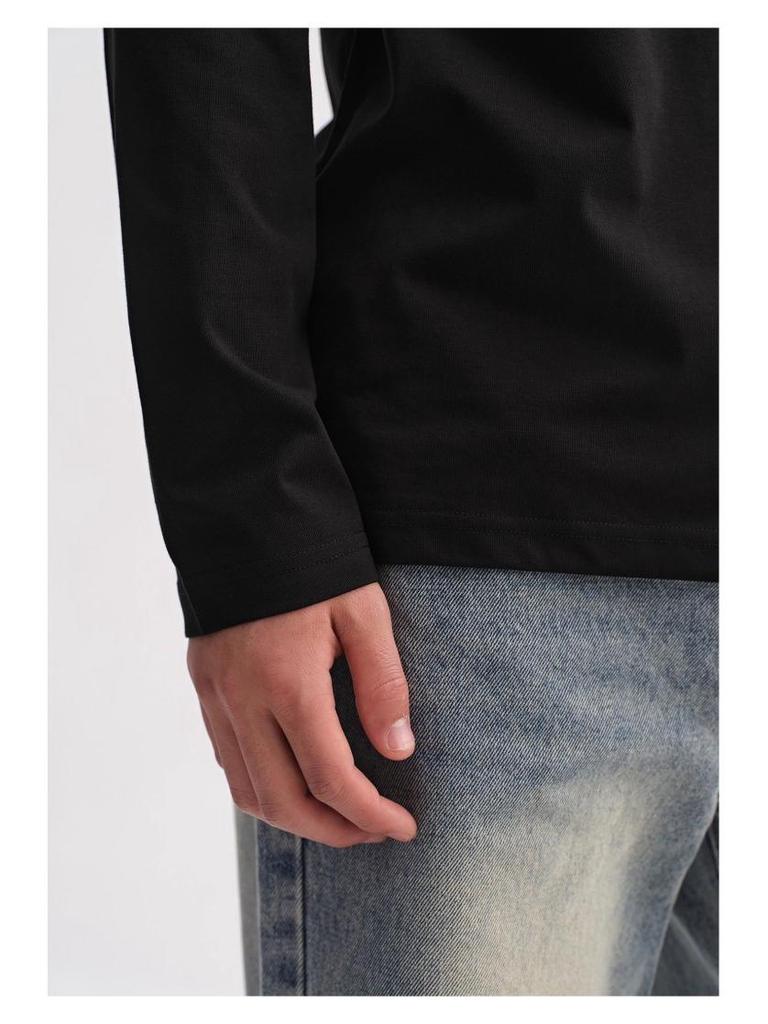 Men's Heavyweight Long Sleeve Cotton T-shirt: Versatile, Loose-Fit Base Layer for Autumn/Winter 2025
