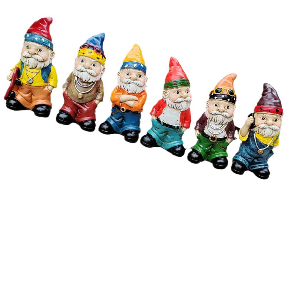 Dwarf Garden Ornaments White Beard Old Man Statue Resin Funny Lawn Ornaments and Statues Gnomes