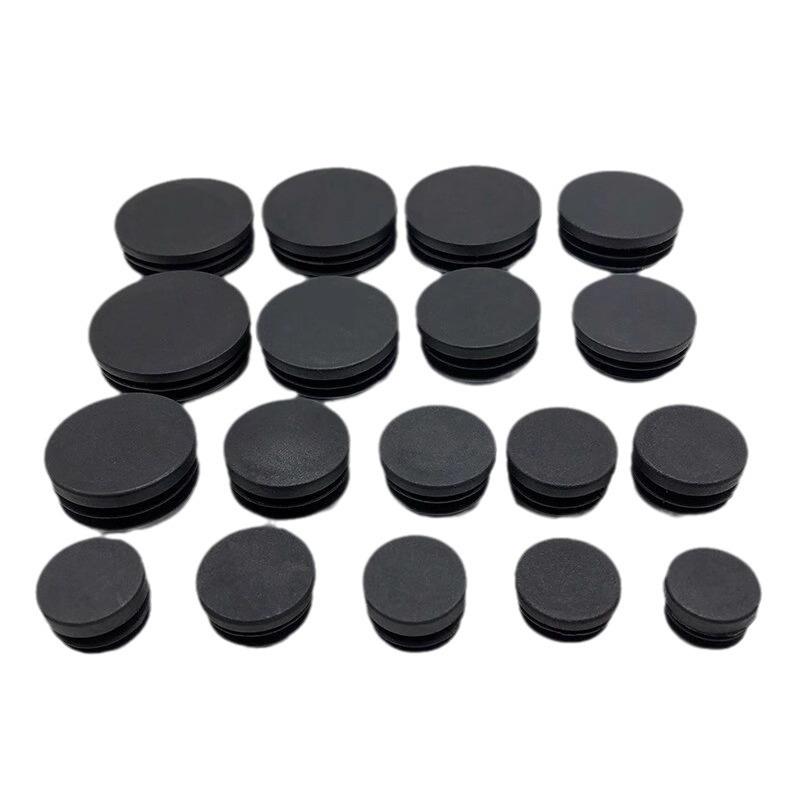 Black Round Plastic End Cap for Chair and Table Legs, Stainless Steel Plug, Tube Stopper