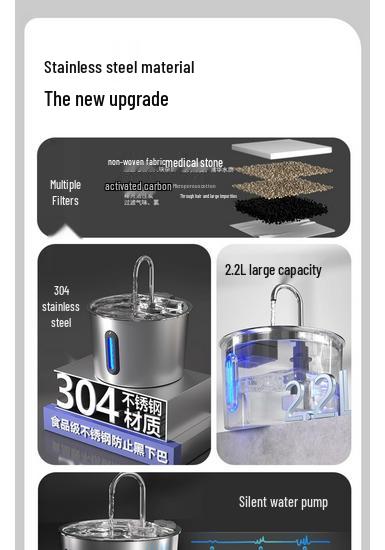 Stainless Steel Automatic Pet Water Dispenser for Cats and Dogs
