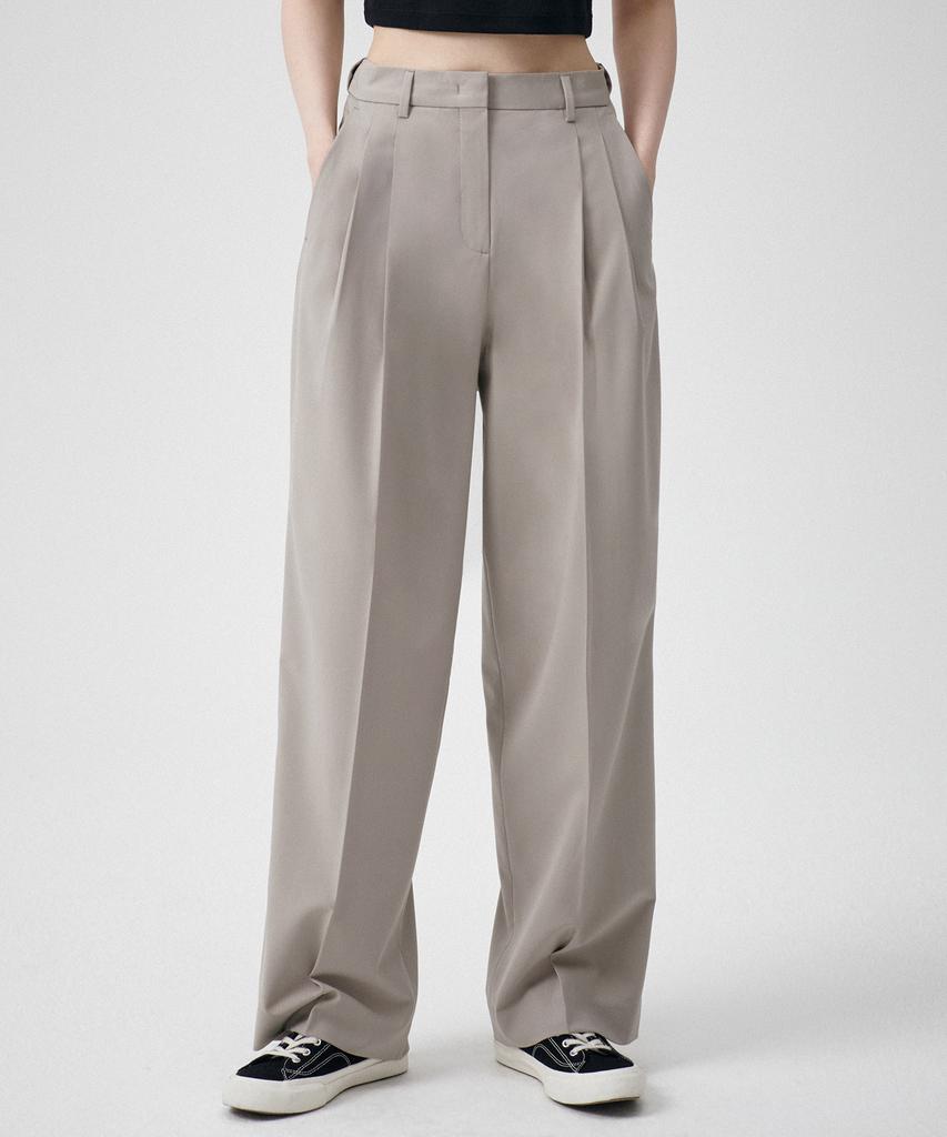 MUSINSA STANDARD WOMAN [Cooltandard] Women'S Semi-Balloon Hidden Banding Slacks [Light Beige]