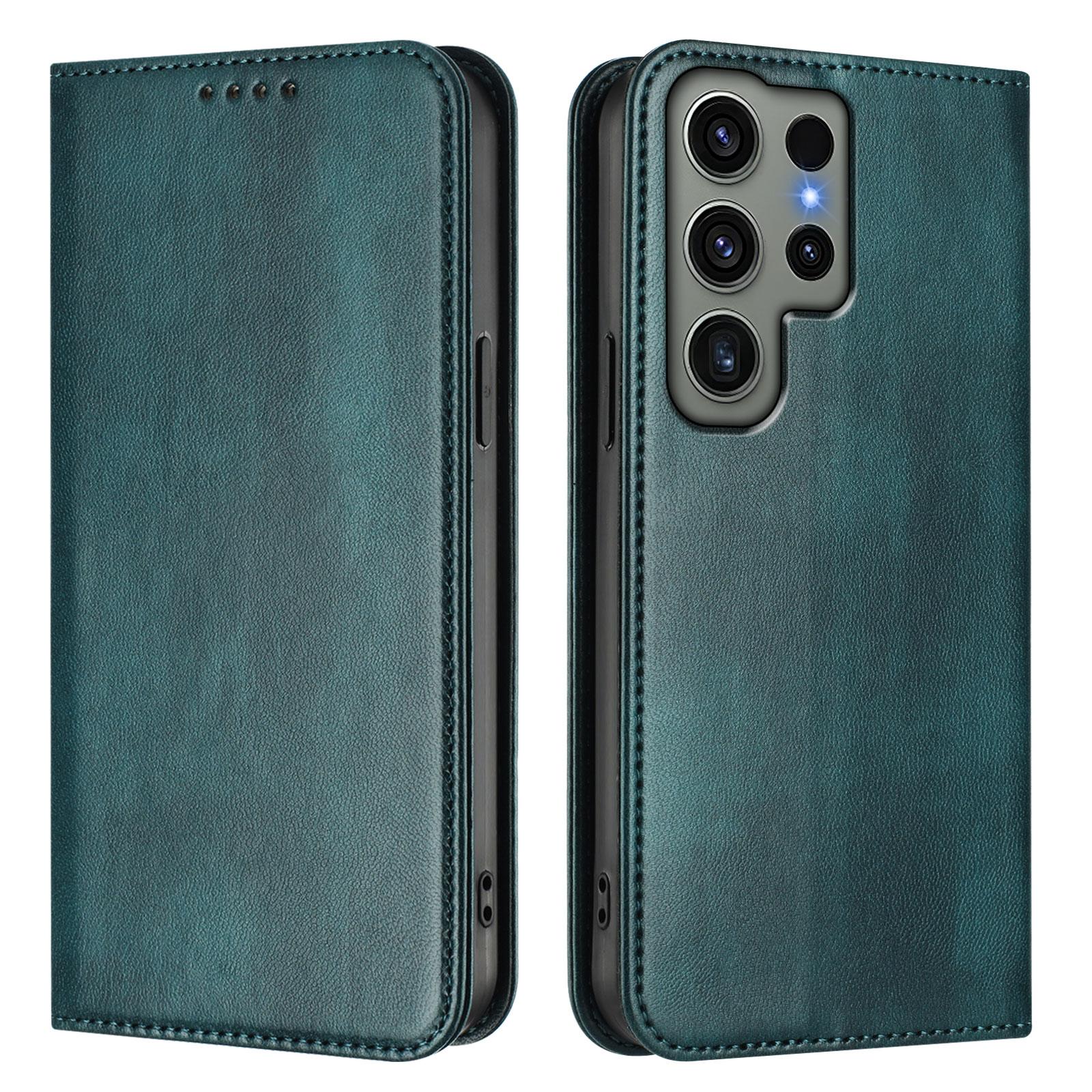 

For Samsung Galaxy S23 Ultra Wallet Cases Retro Texture RFID Blocking Leather Phone Cover Dark Green