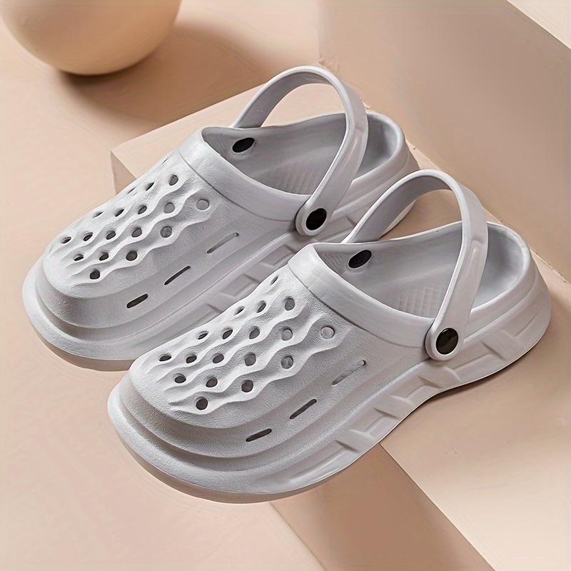 Solid Color Trendy Slippers, Soft Sole Platform Closed Toe Two-way Wear Garden Slippers, Non-slip Summer Beach Slides