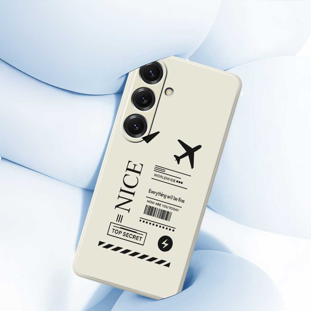 For Samsung Galaxy S25 Case Boarding Ticket Pattern Printing Straight Edge TPU Phone Back Cover