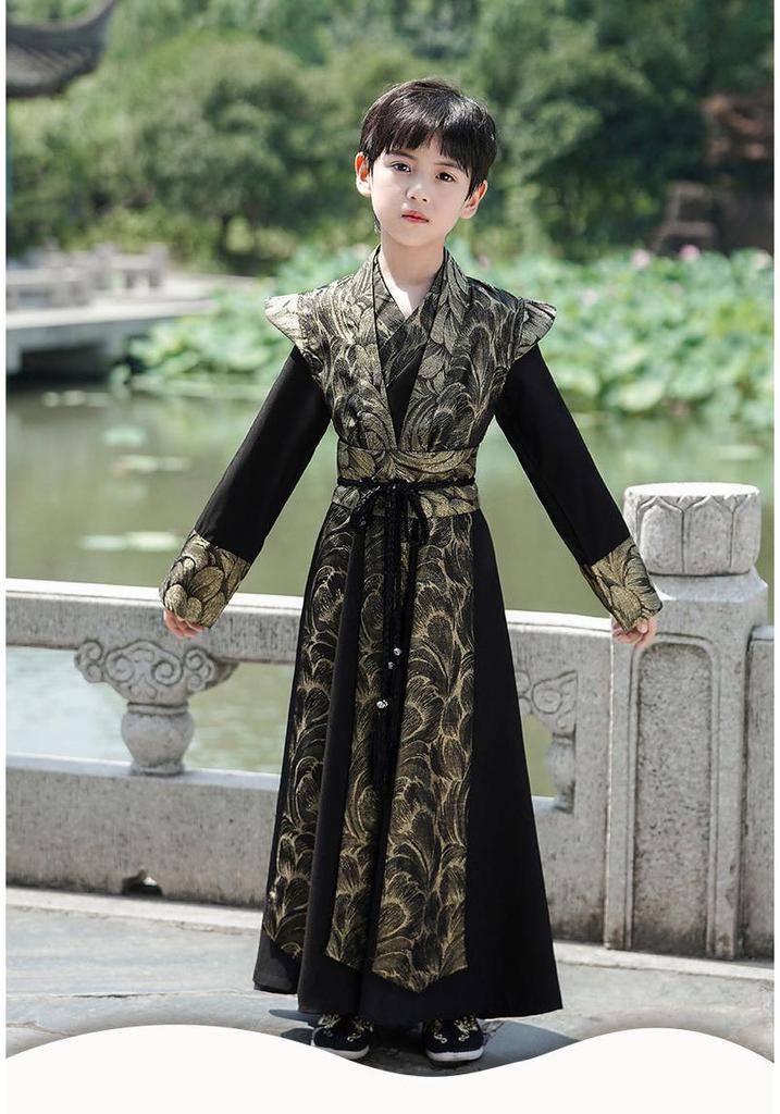Spring 2026 Hanfu Boys' Ancient Costume - National Style Wuxia Tang Suit for Kids