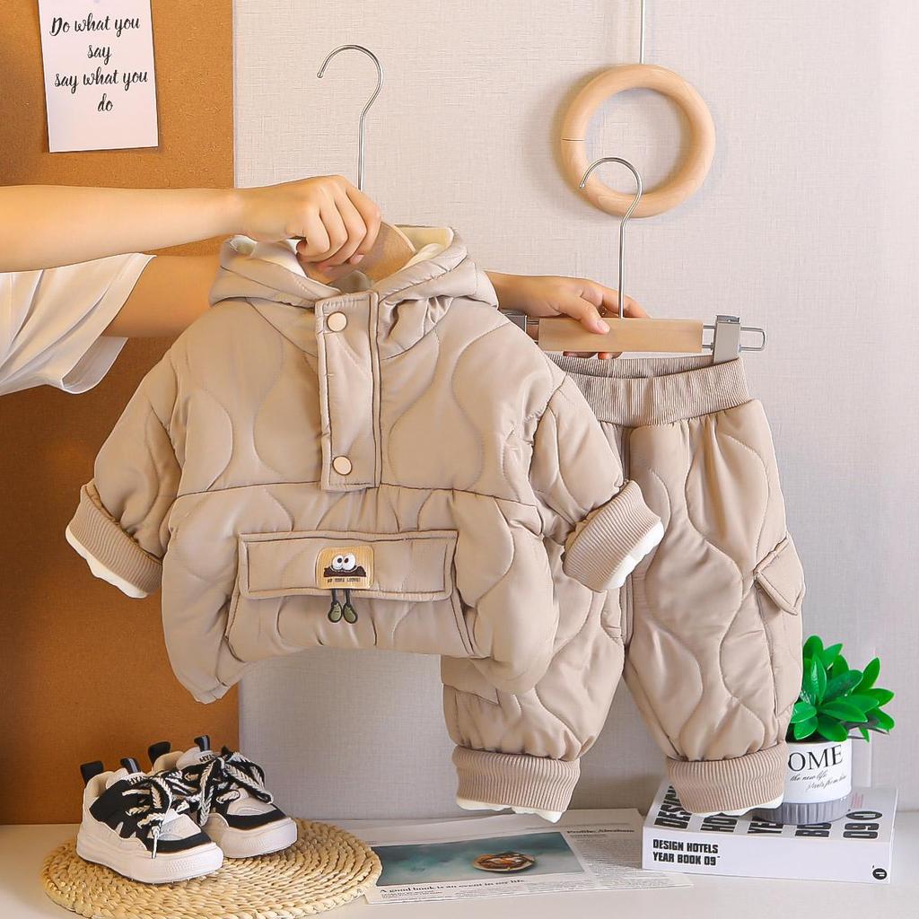 Boys' long sleeved 2-piece set, Children's thick warm cotton clothing, Comfortable clothes for babies