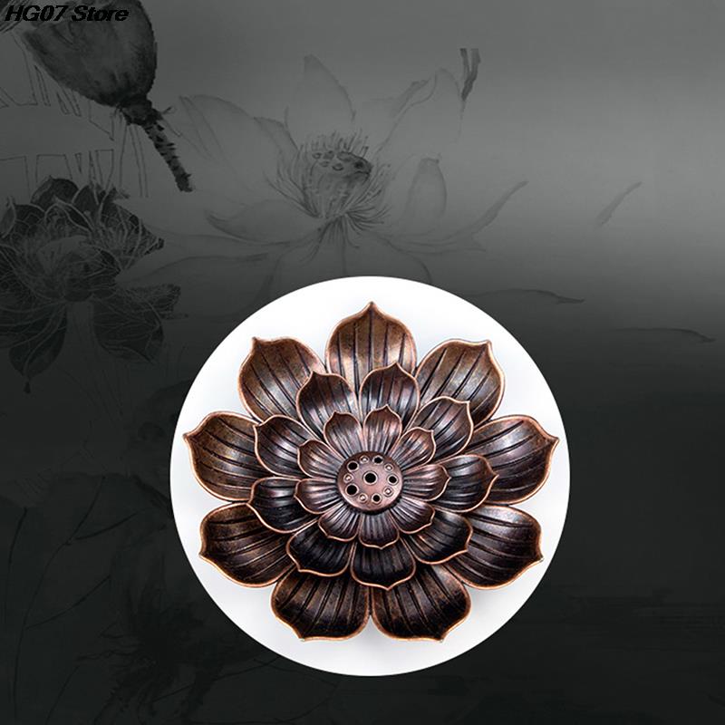 Hot sale 1PC Alloy Incense Burner Stick Holder Plate Buddhism Lotus Censer Bronze Nasturtium Incense Burner 12 Styles