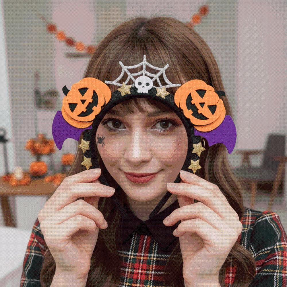 Glitter Stars Pumpkin Headband Felt Bat Wings Hair Hoop Halloween Hairband Parade