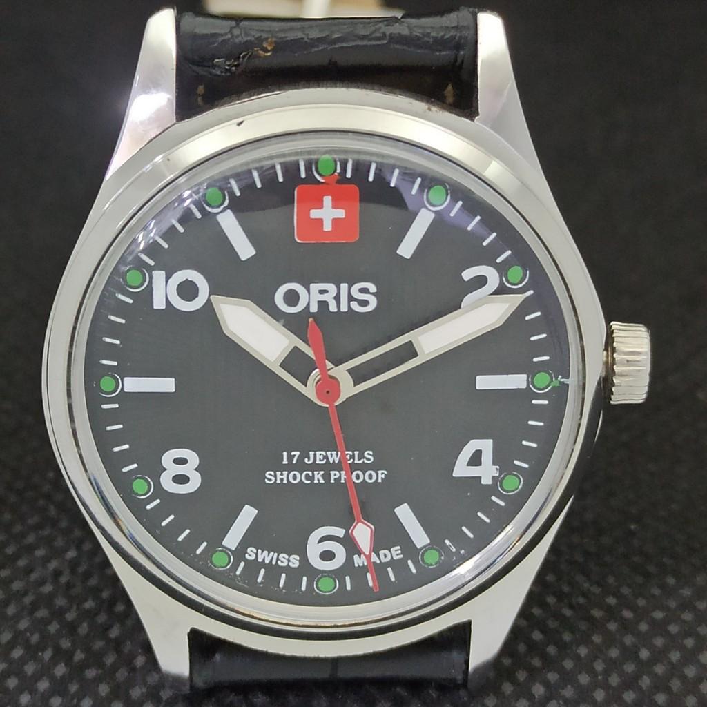 VINTAGE ORIS AUFZUG SCHWEIZER HERREN REFURBIERTES ARMBAND SCHWARZE UHR 558a-a296510-1