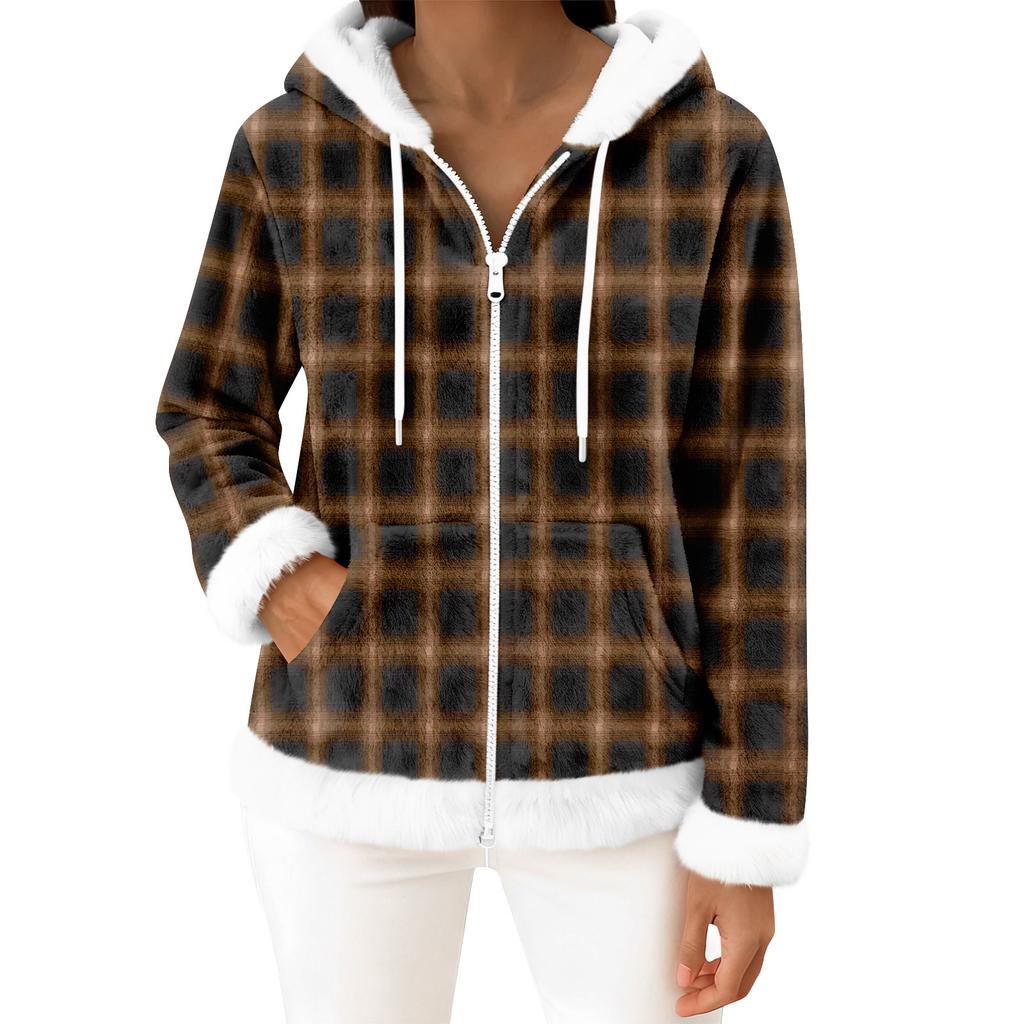 Moteriškas kasdienis madingas ilgomis rankovėmis užsegamas vilnos kardiganas su gobtuvu