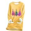 Ladies' Loose And Comfortable Round Neck Christmas Print Thick With Pockets Long Sleeved Top