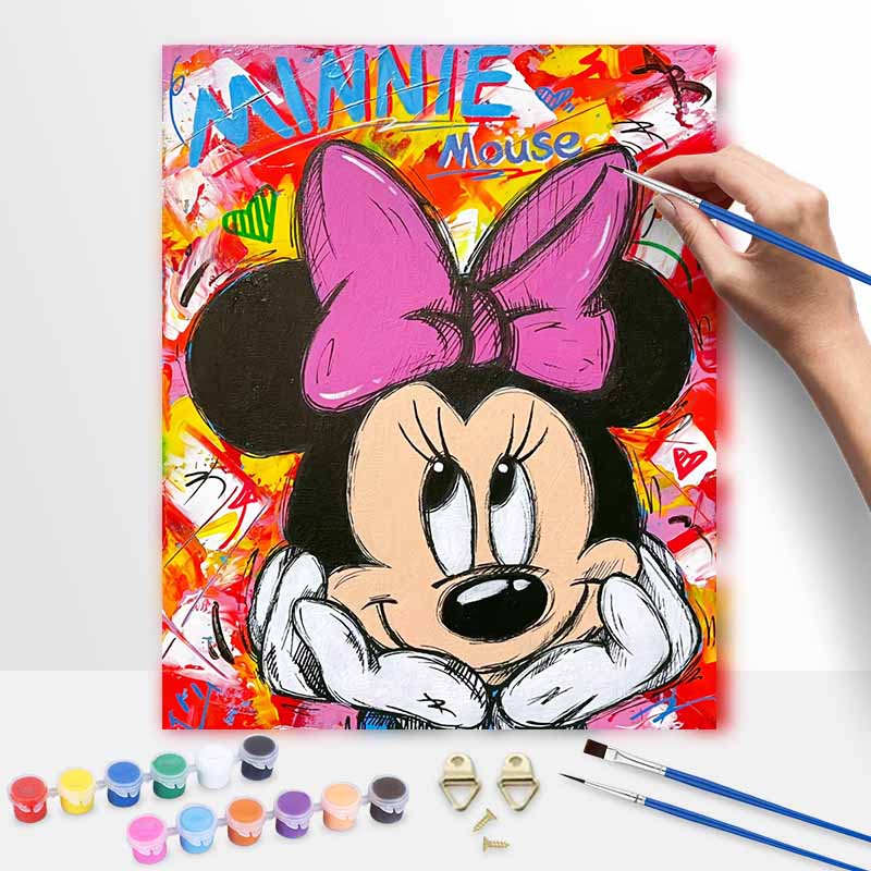 Disney Minnie Mouse Graffiti Digital Oil Painting Diy Coloring Handpainted Filling Home Decoration Wall Art Gift for Adults 130