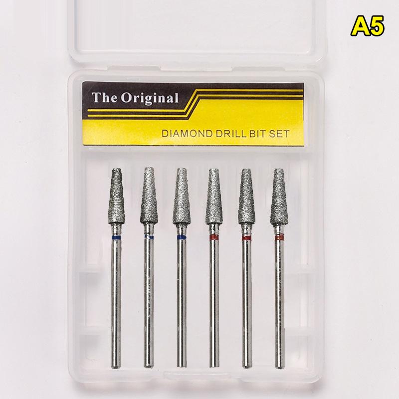 6Pcs Nail Cone Tip Drill Bits Electric Cuticle Clean Rotary For Manicure Pedicure Grinding Head Sander Tool