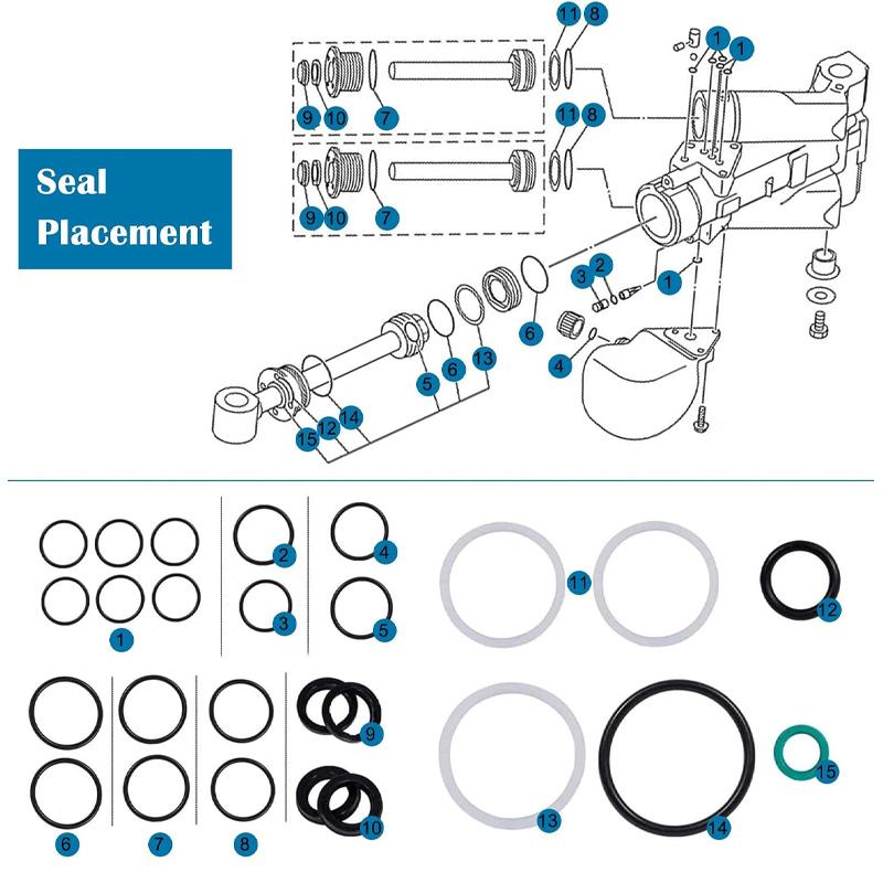 Tilt Trim Seal Kit 1997 & Up 115225FS Fast Strike Power with More O-Ring for Yamaha Boat Power Units 115HP 150HP 175HP 200HP